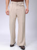 Men's Beige Flared Bootcut Solid Mid-Rise Stretchable Trousers