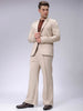 Men's Beige Flared Bootcut Solid Mid-Rise Stretchable Trousers