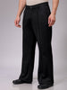 Men's Black Flared Bootcut Solid Mid-Rise Stretchable Trousers