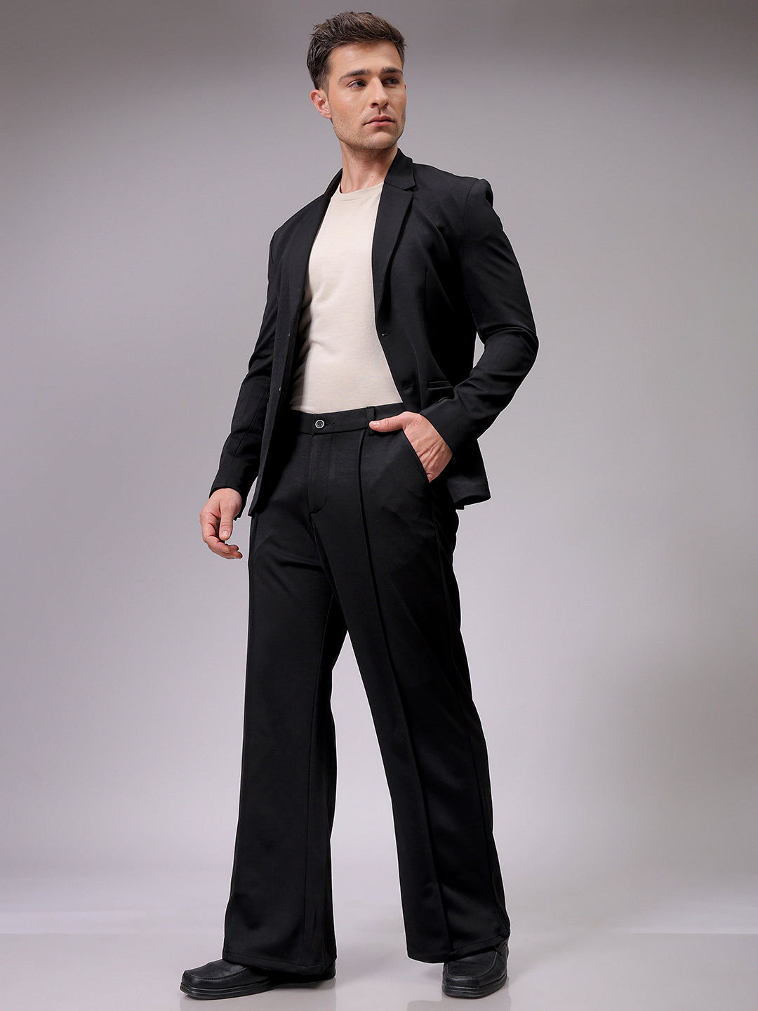 White Pinstripe Bootcut Pants Mens Korean Inspired Classic Stripe