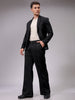 Men's Black Flared Bootcut Solid Mid-Rise Stretchable Trousers