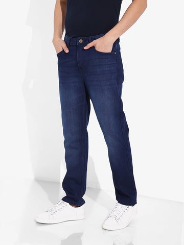 Men's Blue Slim Fit Solid Casual Jeans