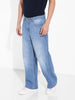 Men's Blue Baggy Fit Solid Casual Jeans