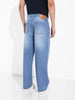 Men's Blue Baggy Fit Solid Casual Jeans