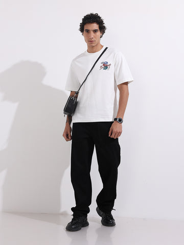 Men's Black Relaxed Fit Solid The Eternity Series Jeans