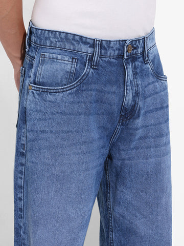 Men's Blue Relaxed Fit Solid Casual Jeans