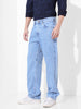 Men's Blue Relaxed Fit Solid Casual Jeans