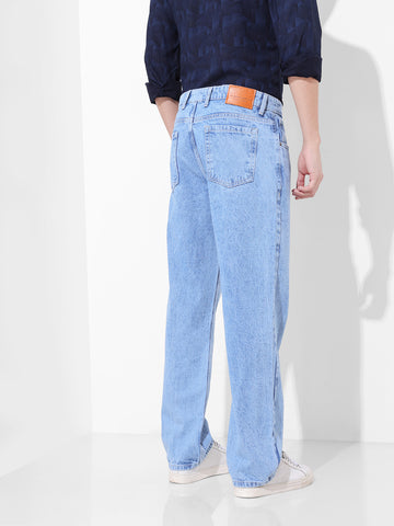 Men's Blue Relaxed Fit Solid Casual Jeans