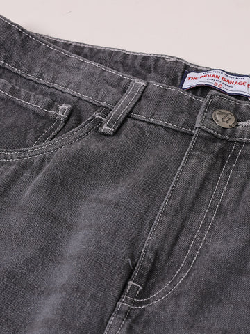 Men's Grey Relaxed Fit Solid Casual Jeans
