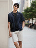 Men's Blue Relaxed Fit Resort Wear Textured Shirt