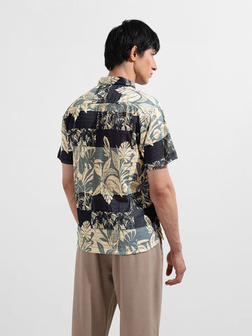 Men's Grey Relaxed Fit Printed Resort Shirt