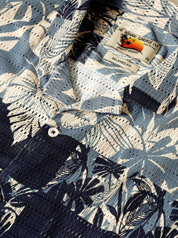 Men's Grey Relaxed Fit Printed Resort Shirt