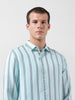 Men's Green Regular Fit Striped Casual Shirt