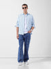 Men's Blue Regular Fit Striped Casual Shirt
