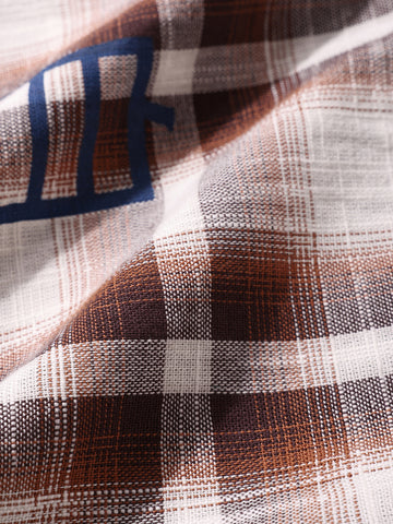 Men's Brown Oversized Fit Resort Wear Checked Shirt