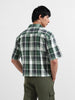 Men's Green Oversized Fit Resort Wear Checked Shirt