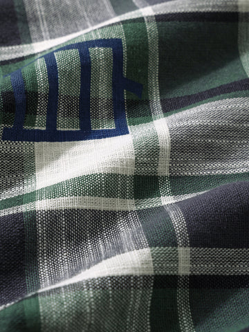 Men's Green Oversized Fit Resort Wear Checked Shirt