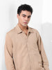 Men's Beige Regular Fit Casual Solid Shacket