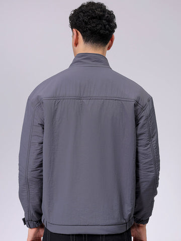 Men's Slim Fit Solid Zipperper Quilted Jacket