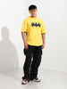 Men's Yellow Boxy Fit Character Batman Printed Crew Neck T-Shirt