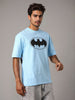 Men's Blue Boxy Fit Character Batman Printed Crew Neck T-Shirt
