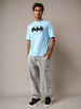 Men's Blue Boxy Fit Character Batman Printed Crew Neck T-Shirt