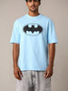 Men's Blue Boxy Fit Character Batman Printed Crew Neck T-Shirt