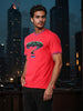 Men's Pink Slim Fit Character Batman Printed Crew Neck T-Shirt