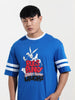 Men's Blue Boxy Fit Character Bugs Bunny Printed Crew Neck T-Shirt