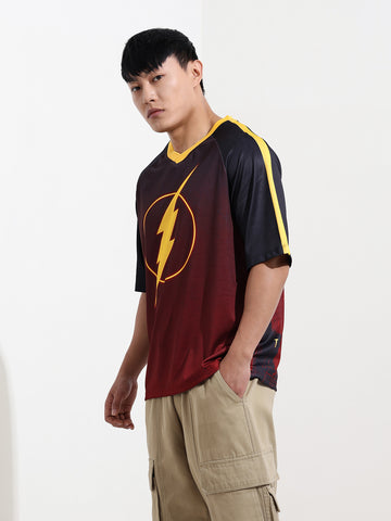 Men's Printed Extended Sleeves Raw Edge Boxy T-shirt