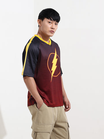 Men's Printed Extended Sleeves Raw Edge Boxy T-shirt