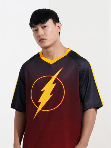 Men's Printed Extended Sleeves Raw Edge Boxy T-shirt