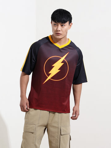 Men's Printed Extended Sleeves Raw Edge Boxy T-shirt