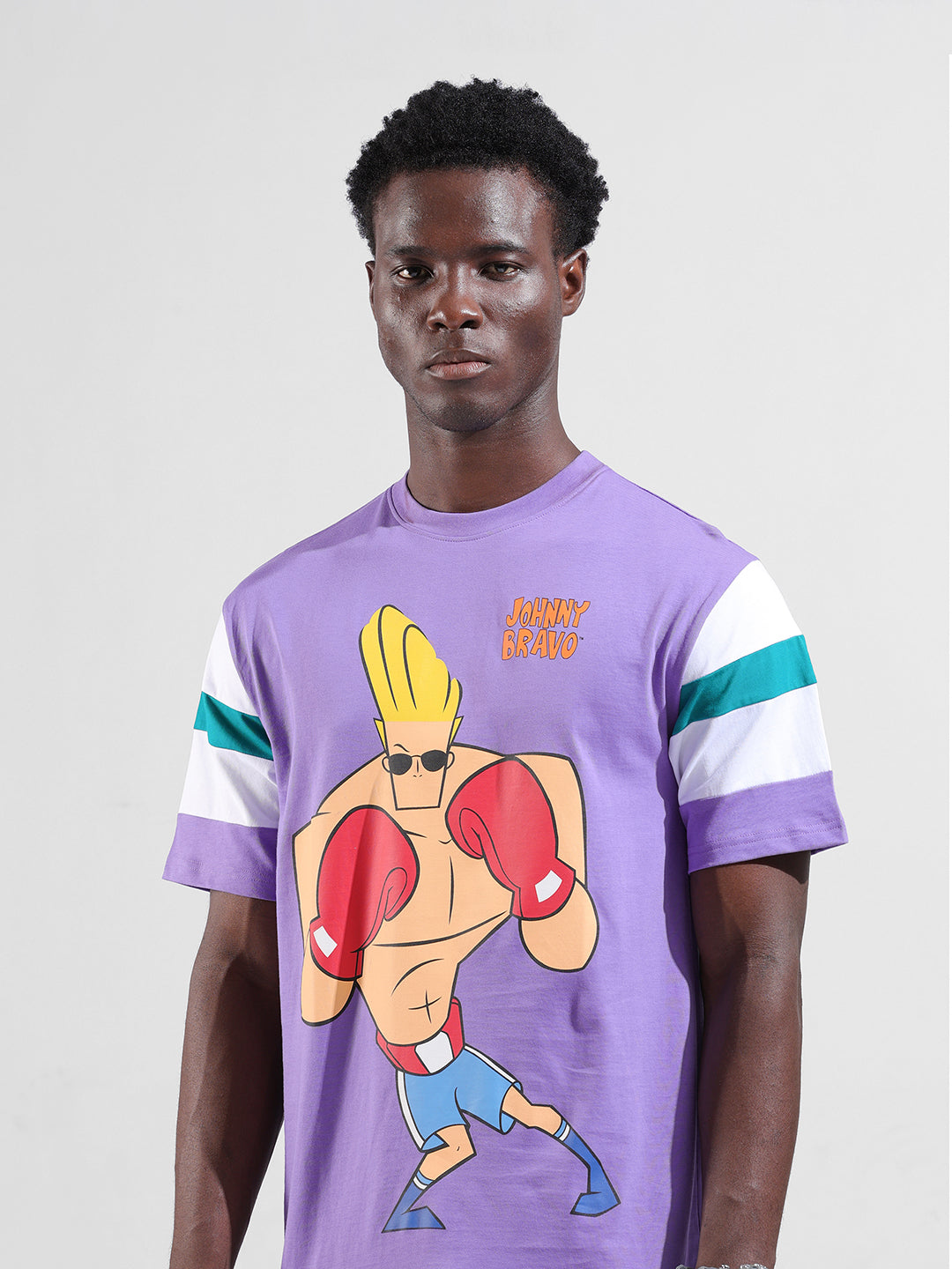 Pure Cotton's Johny Bravo Printed Drop-Shoulder Sleeves Boxy T-shirt