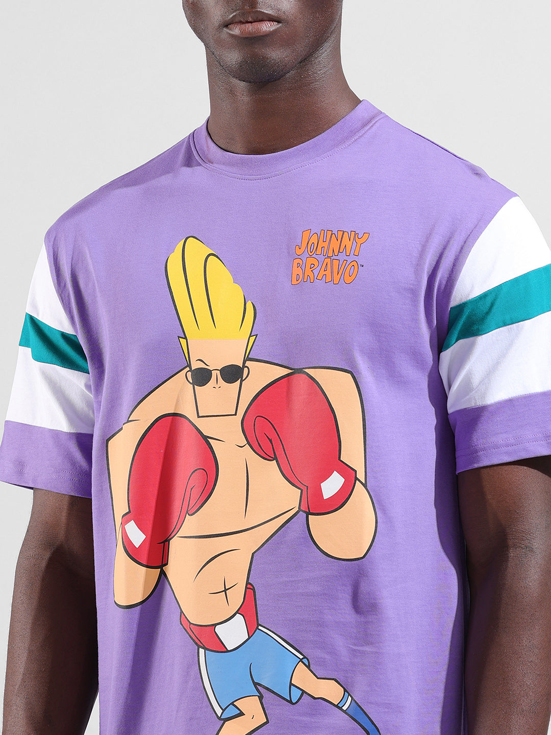 Pure Cotton's Johny Bravo Printed Drop-Shoulder Sleeves Boxy T-shirt