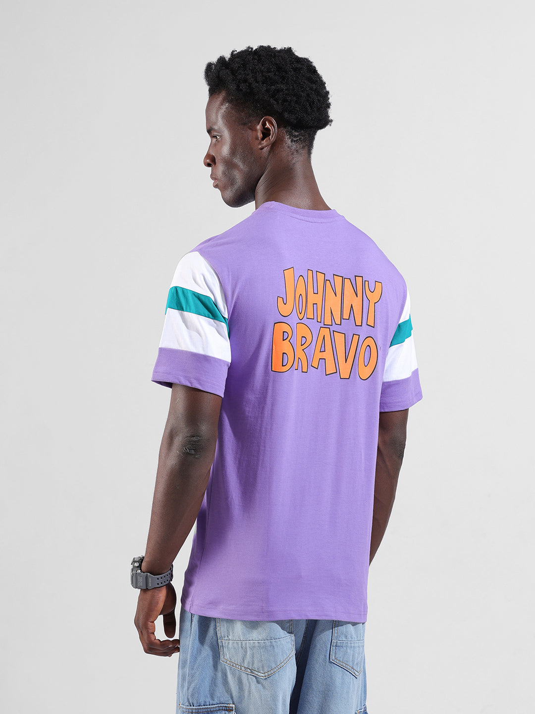 Pure Cotton's Johny Bravo Printed Drop-Shoulder Sleeves Boxy T-shirt