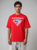 Men's Red Boxy Fit Character Superman Printed Crew Neck T-Shirt