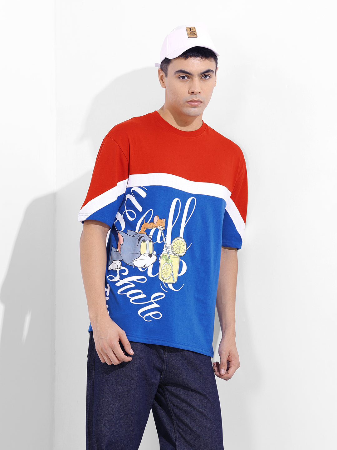 Men's Red Boxy Fit Tom&Jerry Character Merchandise T-Shirt