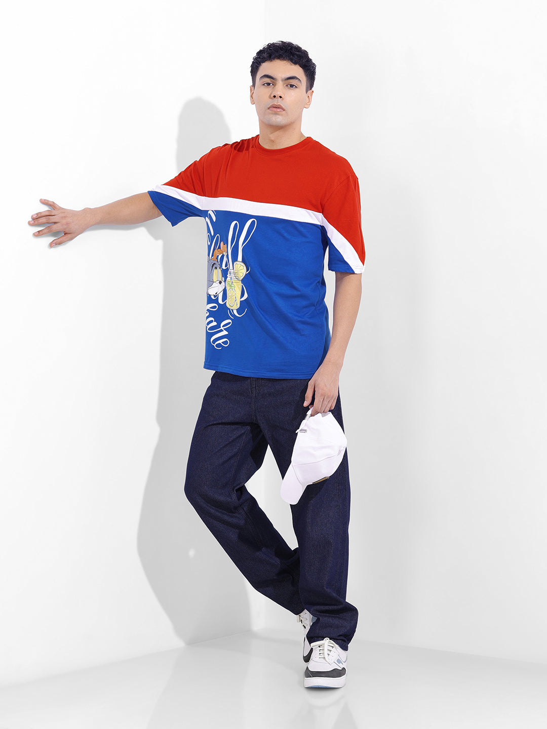 Men's Red Boxy Fit Tom&Jerry Character Merchandise T-Shirt