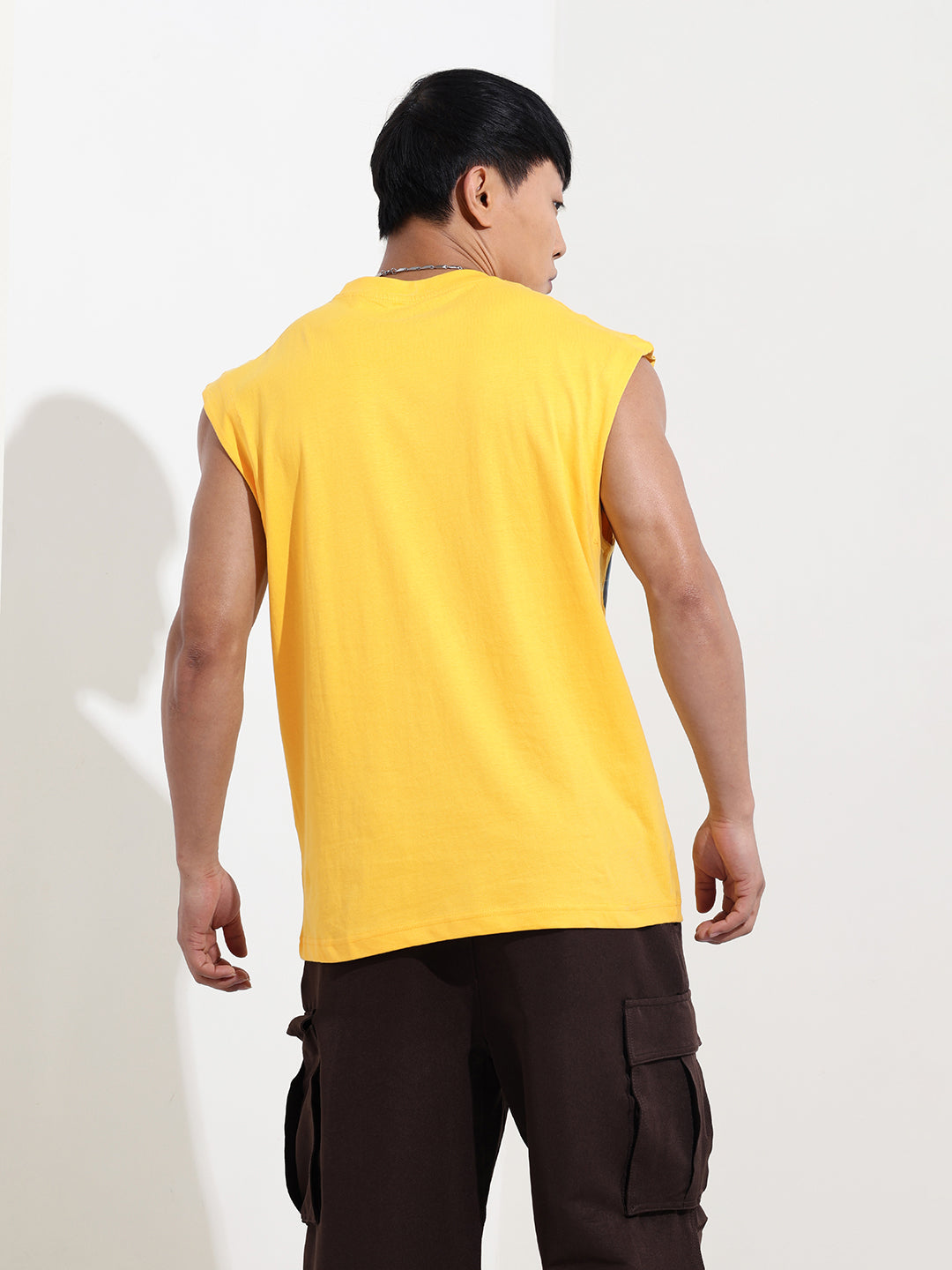 Men's Yellow Oversized Fit Tom & Jerry Character T-Shirt