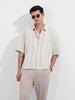 Men's Green Boxy Fit Resort Wear Textured Shirt