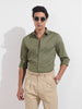Men's Green Regular Fit Textured Party Wear Shirt