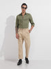 Men's Green Regular Fit Textured Party Wear Shirt