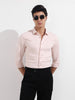 Men's Pink Regular Fit Textured Party Wear Shirt