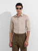 Men's Beige Regular Fit Textured Party Wear Shirt