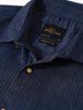 Men's Blue Regular Fit Textured Party Wear Shirt