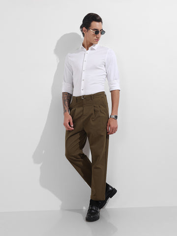 Men's White Regular Fit Textured Party Wear Shirt