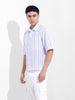 Men's Blue Boxy Fit Striped Resort Shirt