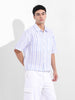 Men's Blue Boxy Fit Striped Resort Shirt