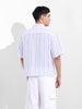 Men's Blue Boxy Fit Striped Resort Shirt